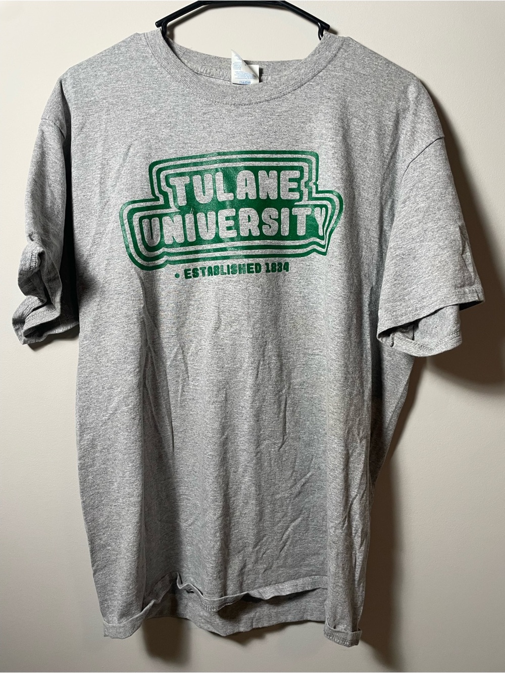 Men’s Large grey Tulane University T-Shirt with Green Print